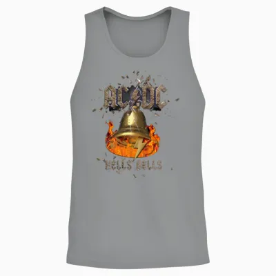 Ac/dc Hells Bells Bell with Flames and Logo Unisex Tank Top - Sport Grey
