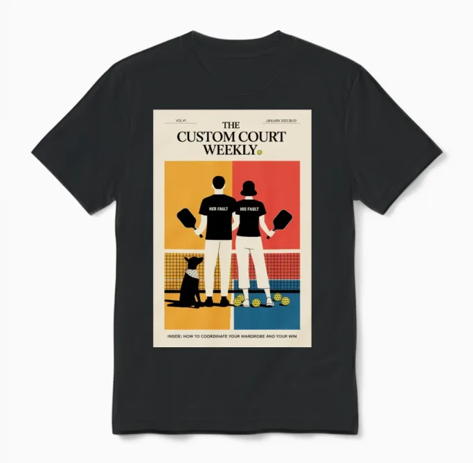 Funny Pickleball His Fault Her Fault Unisex T-Shirt in Black