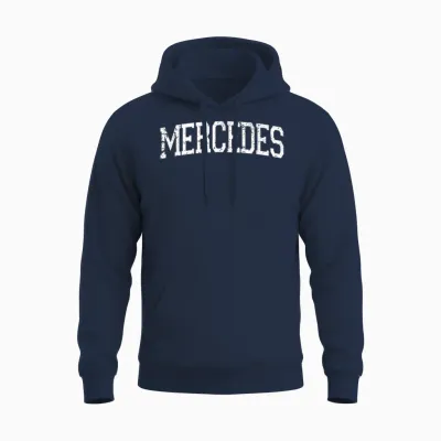 Vintage Personalised Name Classic Mercedes T-Shirt, Black Unisex Hoodie - Navy