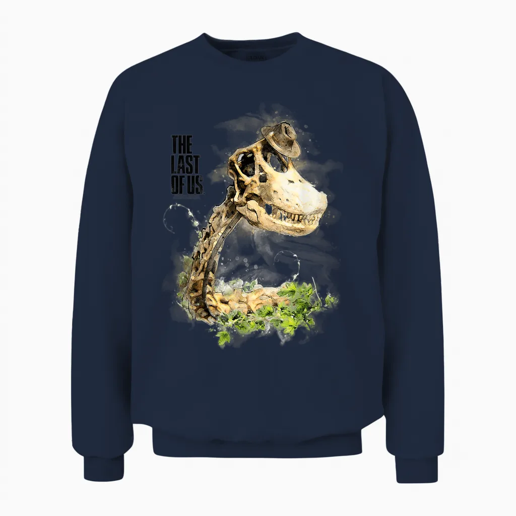 The Last of Us Dinosaur Skeleton Illustration Video Game Unisex Sweatshirt in Navy