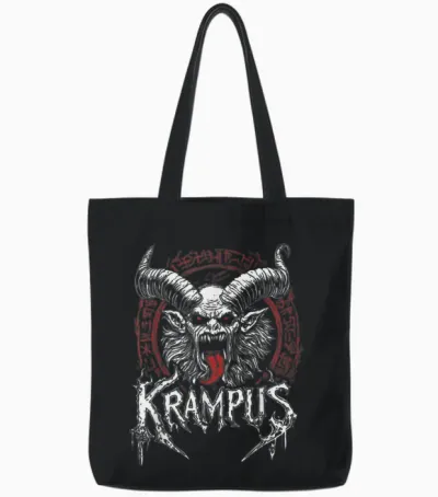 Kramperl Perchten Knecht Ruprecht Christmas Demon Krampus T-Shirt, Black Tote Bags - Black