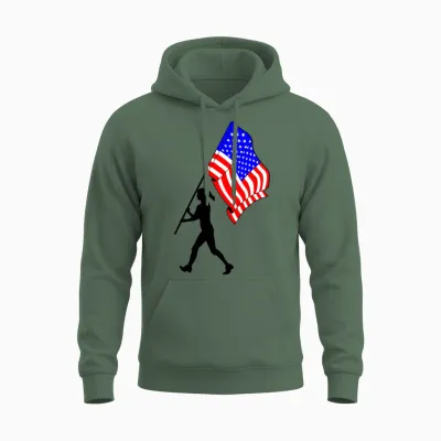 Flagbearer Usa Woman Unisex Hoodie - Military Green
