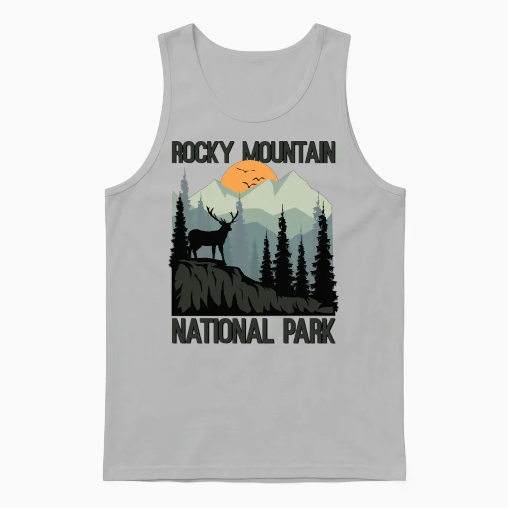 Rocky Mountain National Park Mountains Wilderness Unisex Tank Top in Ash