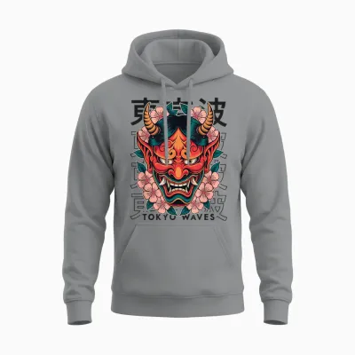 Masque De Démon Japonais Yokai Devil Hannya Japan Oni Unisex Hoodie - Sport Grey