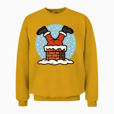 Santa Feet Snow Chimney Humor Unisex Sweatshirt - Gold