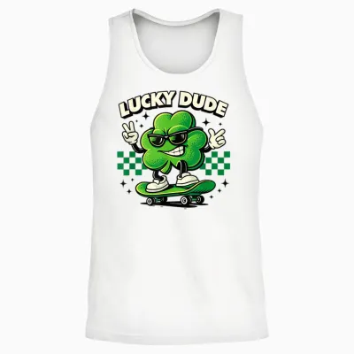 Lucky Dude Trèfle Patineur Trèfle St Patrick Unisex Tank Top - White