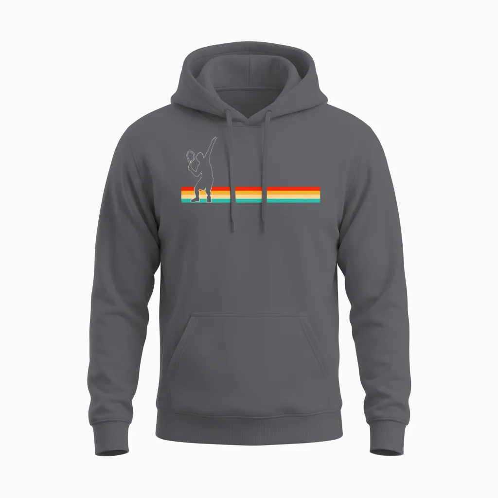 Tennis Retro Unisex Hoodie in Charcoal
