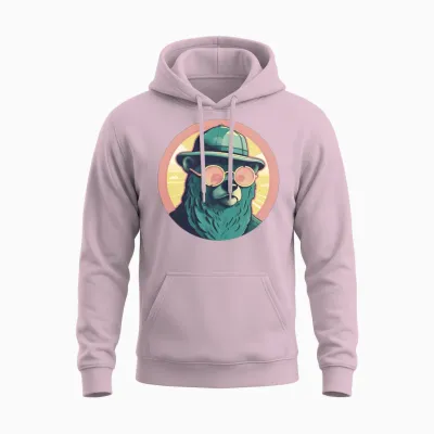 Bear Lovers Retro Style Unisex Hoodie - Light Pink