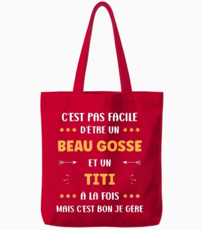 Beau Gosse Super Titi Boy Name Funny Titi T-Shirt, Black, S Tote Bags - Red