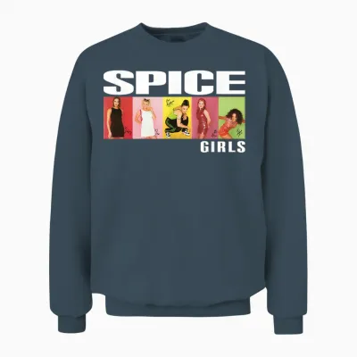 Official Spice Girls Photo Block T-Shirt, Black Unisex Sweatshirt - Dark Heather