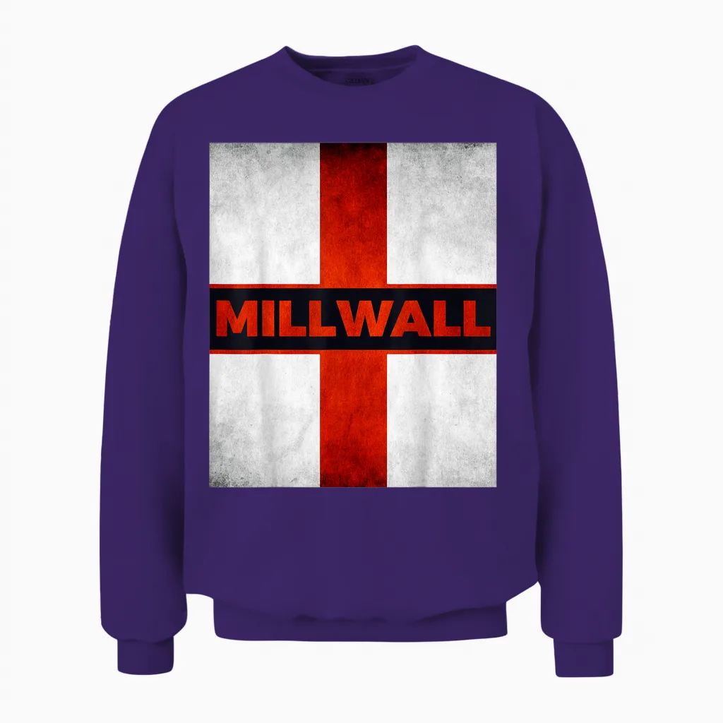 Millwall England Englische Flagge Vintage Unisex Sweatshirt in Purple