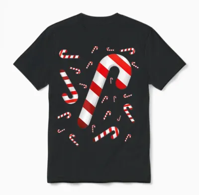 Candy Cane Merry and Bright Red and White Candy Costume Unisex T-Shirt - Black