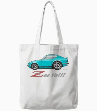 Zee Ya Light Blue Tote Bags - White