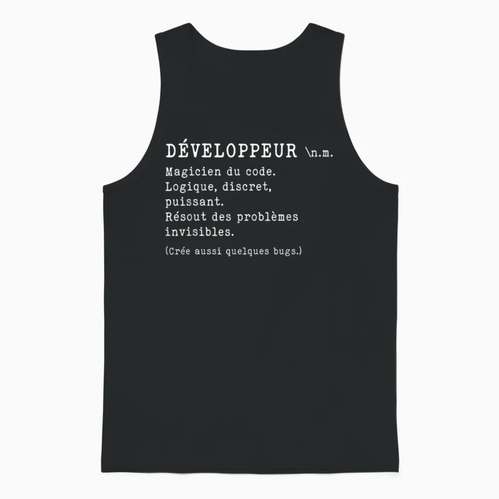 Développeur Définition Drôle Cadeau Humour Informatique Unisex Tank Top in Black