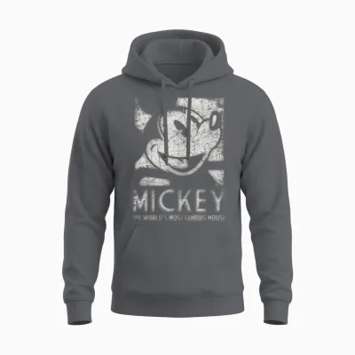 Mickey Mouse Most Famous Long Sleeve Shirt, Black Unisex Hoodie - Charcoal
