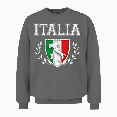 Vintage Italian Flag Crest Unisex Sweatshirt - Graphite Heather