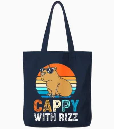 Capybara Rodent Wearing Sunglasses Tote Bags - Navy