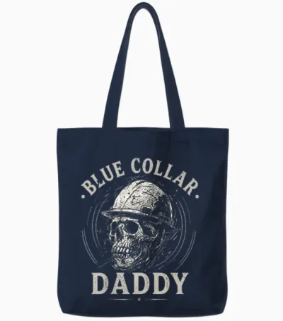 (2 Sided) Blue Collar Daddy Dirty Hands Busy Nights Tote Bags - Navy