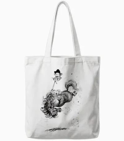 Thelwell Horse Rodeo Tote Bags - White