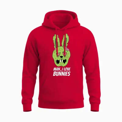 Funny Zombie Bunny Unisex Hoodie - Red