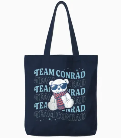 Team Conrad Name Mint Bear for Men Women Tote Bags - Navy