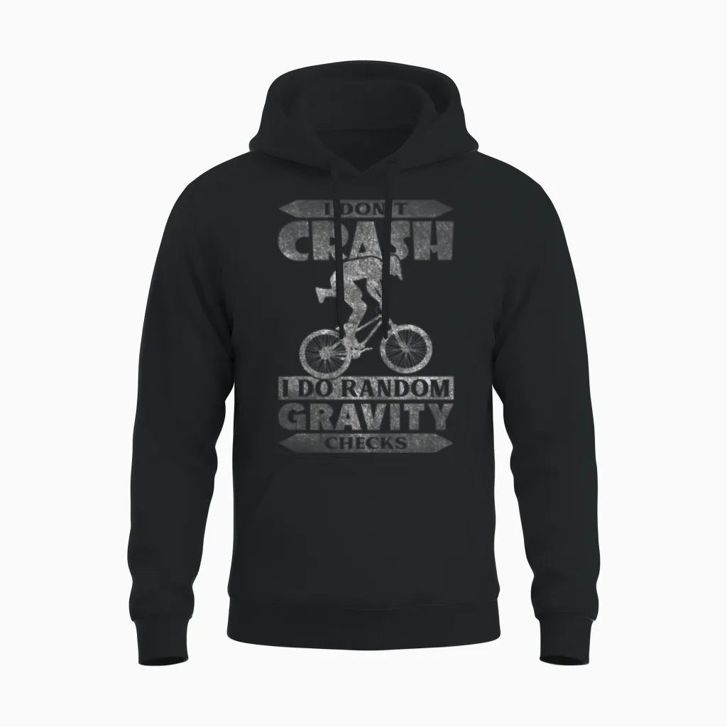 I Dont Crash I Do Random Gravity Checks Funny Unisex Hoodie in Black