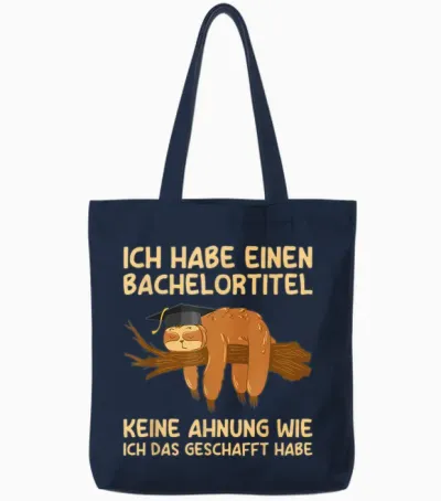 Herren Studium Abschluss Bachelortitel Faultier Bachelor Tote Bags - Navy