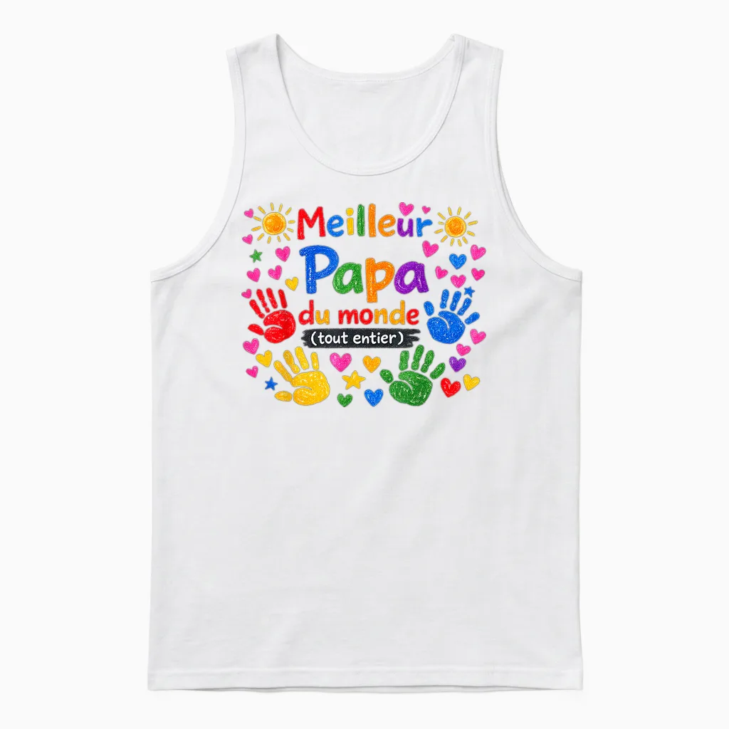 Gift Best Dad in the World Original Father's Day Christmas Unisex Tank Top in White