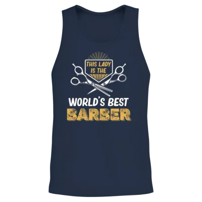 This Lady Is World's Best Barber Fashion Unisex Tank Top - Navy