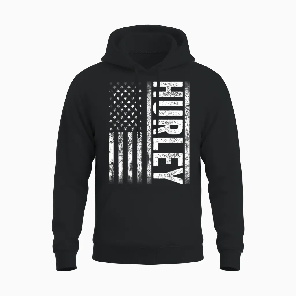 Hurley Ky Vintage Us American Flag Retro for Men Women Unisex Hoodie in Black