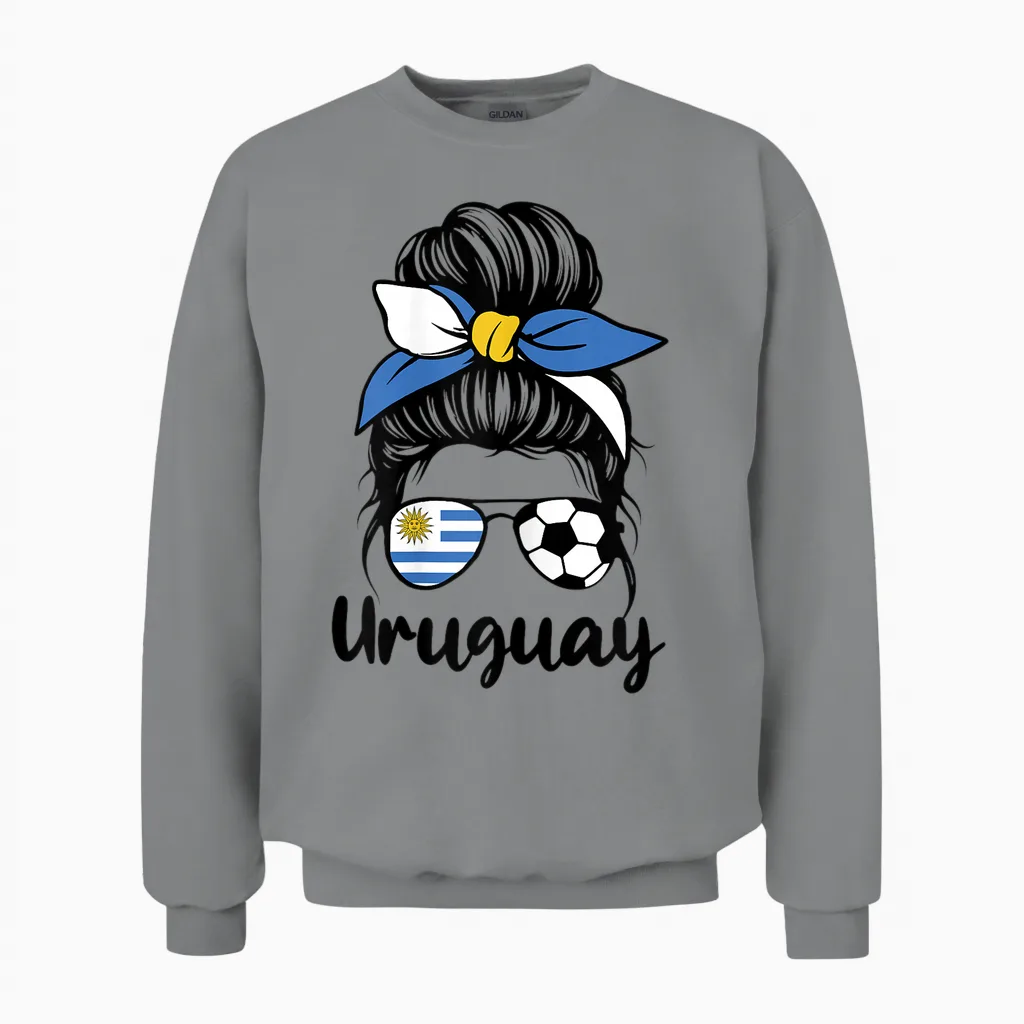 Uruguay Flag Women Mujeres Proud Uruguayan Fans Supporters Unisex Sweatshirt in Sport Grey