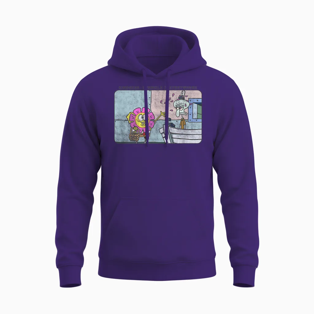 Spongebob Squarepants and Squidward Kindness Meme Unisex Hoodie in Purple