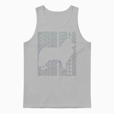 Border Collie Dog Retro Unisex Tank Top - Ash