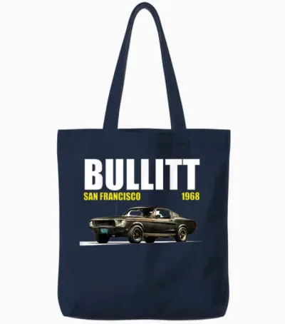 1968 Bullitt Muscle Car Tote Bags - Navy