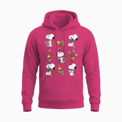 Peanuts Snoopy Woodstock Easter Spring Pattern T-Shirt, Gray Unisex Hoodie - Heliconia