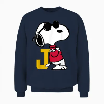 Joe Cool Snoopy Baseball Logo Retro Sports Style Unisex Sweatshirt - Navy