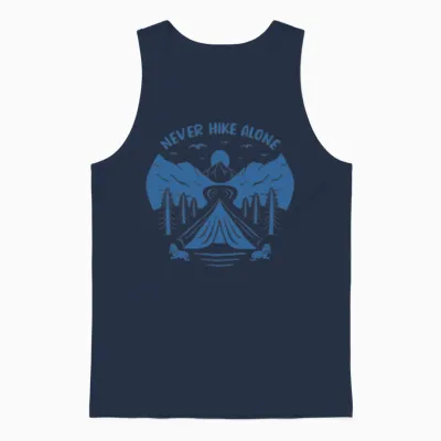 Never Hike Alone Unisex Tank Top - Navy