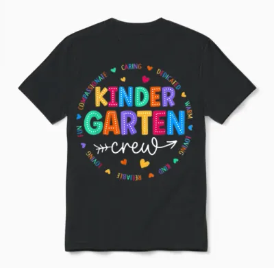 Kindergarten Crew Back to School Kindergarten Teacher Unisex T-Shirt - Black