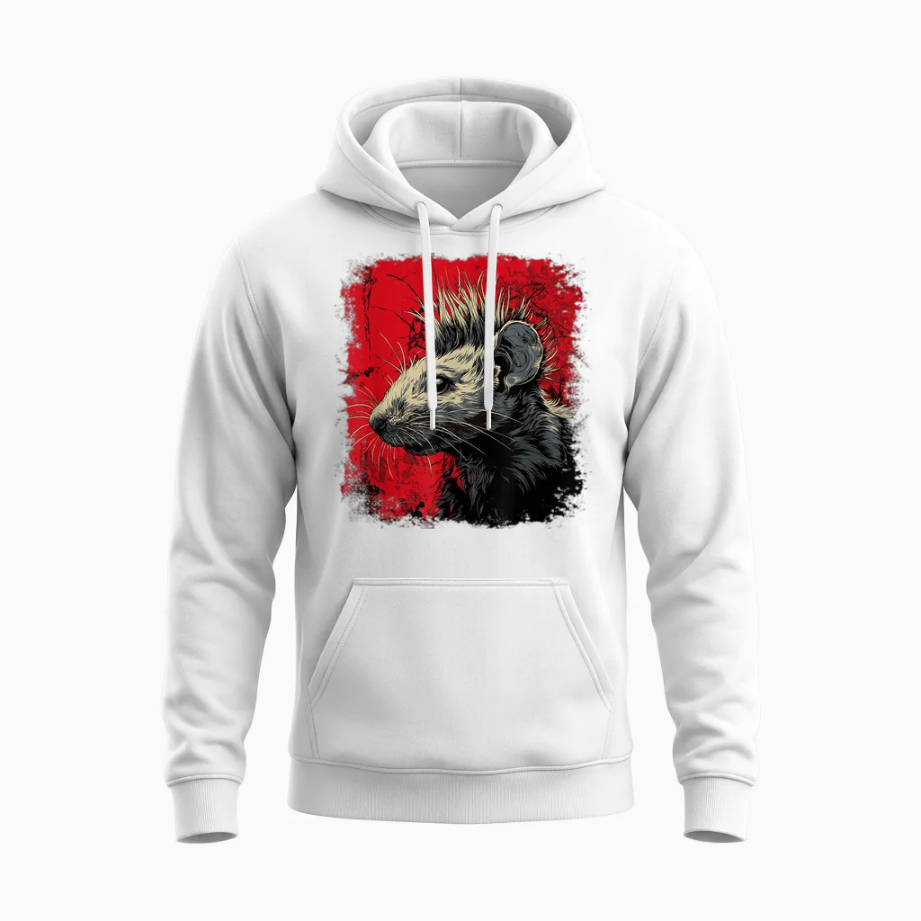 Punk Rock Rat Unisex Hoodie in White