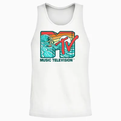 Mademark X Mtv - Mtv Catch a Wave Mtv Surfer Logo Retro Graphic Unisex Tank Top - White