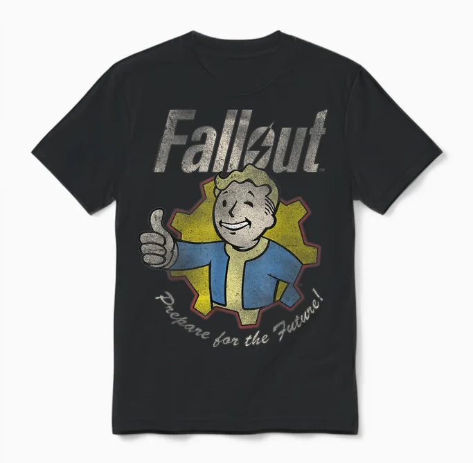 Fallout Video Game Prepare for the Future Vault Boy Unisex T-Shirt in Black