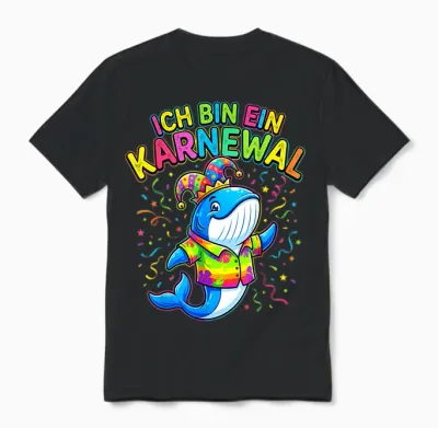Fasching Ich Bin Ein Karneval 2026 Whale Costume Men's Funny Unisex T-Shirt - Black