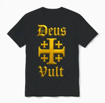 Deus Vult - Jerusalemkreuz - Katholischer Ritter Unisex T-Shirt - Black