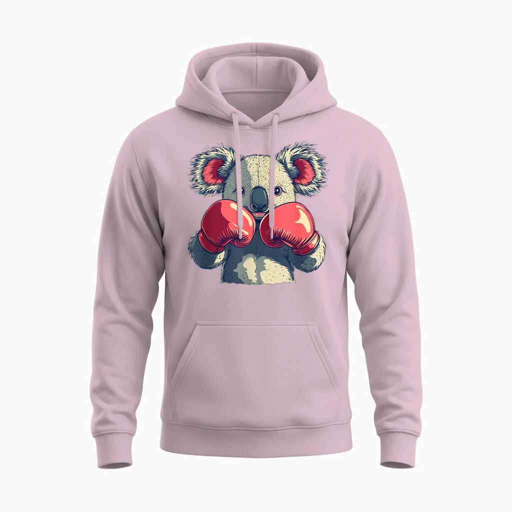 Koala Bear Warrior Avec Gants De Boxe Pour Garçons Et Filles Unisex Hoodie in Light Pink