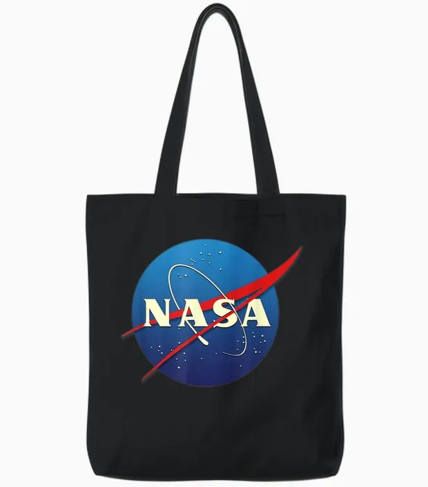 Official Nasa Logo - Modernized T-Shirt, Black Tote Bags in Black