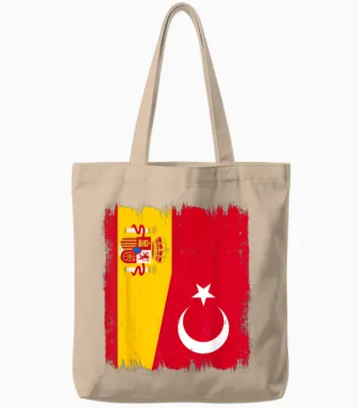 Spanien Türkei Flagge Spanische Türkische Wurzeln Tote Bags - Natural