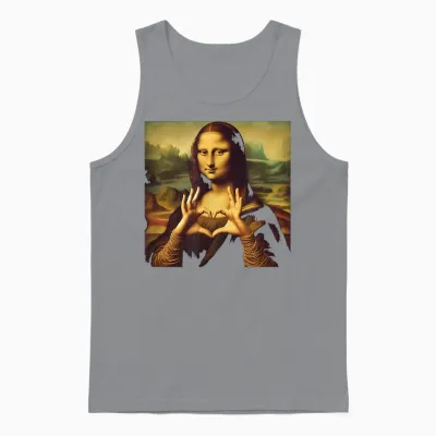 Mona Lisa Hand Heart Shaped Unisex Tank Top - Sport Grey