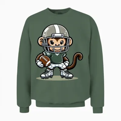 Cute American Football Player Monkey Unisex Sweatshirt - Military Green