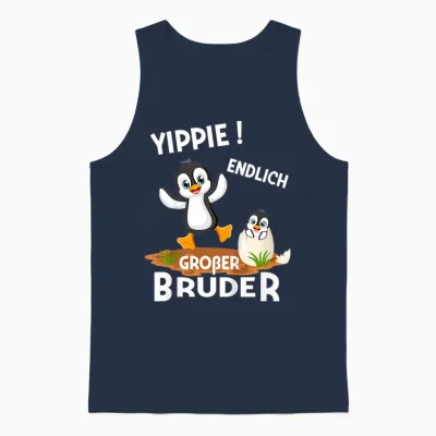 Kinder Endlich Großer Bruder Sohn Geschwister Pinguin Unisex Tank Top - Navy