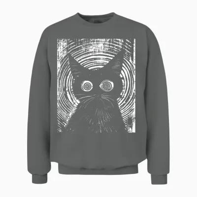 Trippy Cat | Pastel Goth Gothic Grunge Alt Punk Weirdcore T-Shirt, Black Unisex Sweatshirt - Graphite Heather